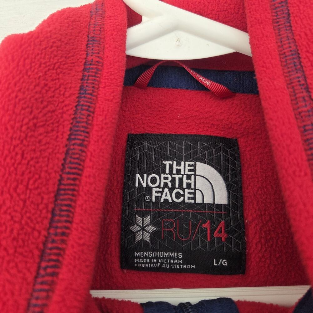 THE NORTH FACE 1/4 Zip Fleece RU14 Sochi Olympic American Flag Polartec Mens L - Picture 3 of 7